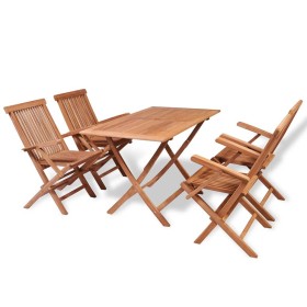 Conjunto de comedor de jardín 5 piezas madera maciza de teca de , Conjuntos de jardín - Ref: Foro24-44683, Precio: 513,66 €, ...