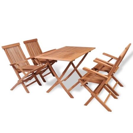 Conjunto de comedor de jardín 5 piezas madera maciza de teca de , Conjuntos de jardín - Ref: Foro24-44683, Precio: 513,66 €, ...