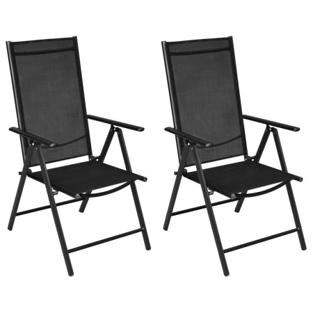 Sillas plegables de jardín 2 uds aluminio y textilene negro de , Sillas de jardín - Ref: Foro24-41730, Precio: 114,56 €, Desc...