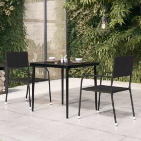 Mesa de comedor de jardín acero y vidrio negra 80x80x74 cm de , Mesas de jardín - Ref: Foro24-318749, Precio: 125,25 €, Descu...