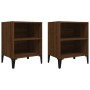 Mesitas de noche 2 uds patas de metal marrón roble 40x30x50 cm de , Mesitas de noche - Ref: Foro24-813109, Precio: 54,47 €, D...