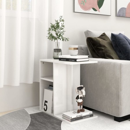 Mesa auxiliar madera contrachapada blanco brillante 50x30x50 cm de , Mesas auxiliares - Ref: Foro24-803026, Precio: 36,24 €, ...