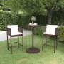 Set de bar de jardín 3 piezas y cojines ratán sintético marrón de , Conjuntos de jardín - Ref: Foro24-3094771, Precio: 263,30...