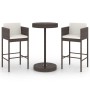 Set de bar de jardín 3 piezas y cojines ratán sintético marrón de , Conjuntos de jardín - Ref: Foro24-3094771, Precio: 263,30...