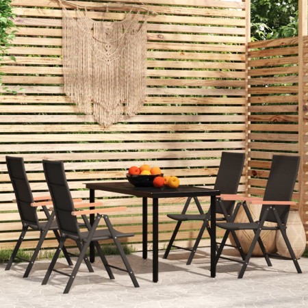 Juego de comedor para jardín 5 piezas negro de , Conjuntos de jardín - Ref: Foro24-3099115, Precio: 387,61 €, Descuento: %