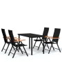 Juego de comedor para jardín 5 piezas negro de , Conjuntos de jardín - Ref: Foro24-3099115, Precio: 387,61 €, Descuento: %