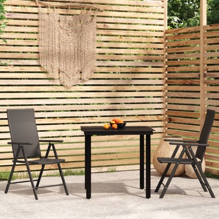 Juego de comedor de jardín 3 piezas negro de , Conjuntos de jardín - Ref: Foro24-3099101, Precio: 230,34 €, Descuento: %