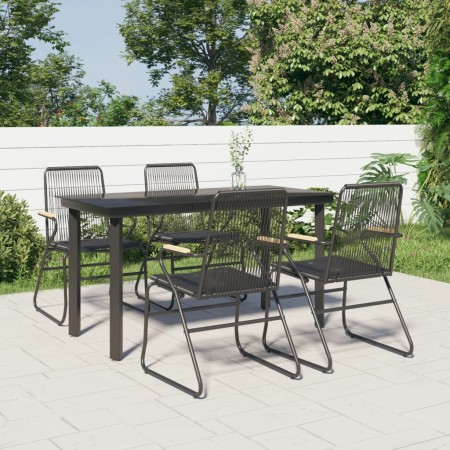 Juego de comedor de jardín 5 piezas ratán PVC negro de , Conjuntos de jardín - Ref: Foro24-3099211, Precio: 335,86 €, Descuen...