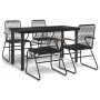 Juego de comedor de jardín 5 piezas ratán PVC negro de , Conjuntos de jardín - Ref: Foro24-3099211, Precio: 335,86 €, Descuen...