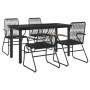 Juego de comedor de jardín 5 piezas ratán PVC negro de , Conjuntos de jardín - Ref: Foro24-3099211, Precio: 335,86 €, Descuen...
