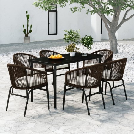 Juego de comedor de jardín 7 piezas marrón de , Conjuntos de jardín - Ref: Foro24-3099230, Precio: 820,76 €, Descuento: %