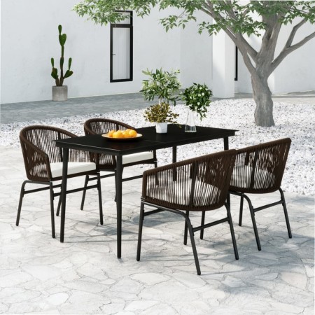Juego de comedor de jardín 5 piezas con cojines marrón de , Conjuntos de jardín - Ref: Foro24-3099247, Precio: 564,09 €, Desc...