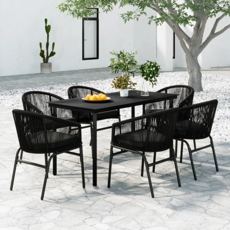 Juego de comedor para jardín 7 piezas negro de , Conjuntos de jardín - Ref: Foro24-3099224, Precio: 720,07 €, Descuento: %