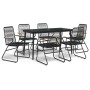 Juego de comedor de jardín 7 piezas ratán PVC negro de , Conjuntos de jardín - Ref: Foro24-3099218, Precio: 441,47 €, Descuen...