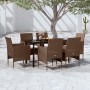 Juego de comedor de jardín 7 piezas con cojines marrón y negro de , Conjuntos de jardín - Ref: Foro24-3099302, Precio: 500,06...