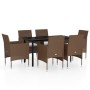 Juego de comedor de jardín 7 piezas con cojines marrón y negro de , Conjuntos de jardín - Ref: Foro24-3099302, Precio: 500,06...