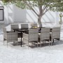 Juego de comedor para jardín 9 piezas con cojines gris y negro de , Conjuntos de jardín - Ref: Foro24-3099316, Precio: 699,17...