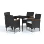 Juego de comedor de jardín 5 piezas con cojines negro de , Conjuntos de jardín - Ref: Foro24-3099342, Precio: 302,79 €, Descu...