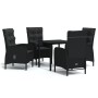 Juego de comedor de jardín 5 piezas con cojines negro de , Conjuntos de jardín - Ref: Foro24-3099354, Precio: 547,97 €, Descu...