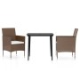 Juego de comedor de jardín 3 piezas con cojines marrón y negro de , Conjuntos de jardín - Ref: Foro24-3099323, Precio: 247,59...