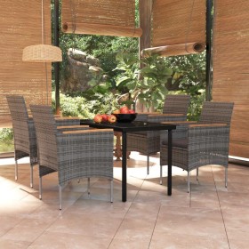 Juego de comedor para jardín 5 piezas con cojines gris y negro de , Conjuntos de jardín - Ref: Foro24-3099337, Precio: 406,92...