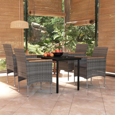 Juego de comedor para jardín 5 piezas con cojines gris y negro de , Conjuntos de jardín - Ref: Foro24-3099337, Precio: 406,92...
