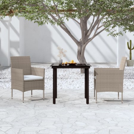 Juego de comedor de jardín 3 piezas con cojines beige y negro de , Conjuntos de jardín - Ref: Foro24-3099293, Precio: 236,41 ...