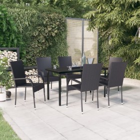 Juego de comedor de jardín 7 piezas negro de , Conjuntos de jardín - Ref: Foro24-3099380, Precio: 429,47 €, Descuento: %