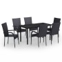 Juego de comedor de jardín 7 piezas negro de , Conjuntos de jardín - Ref: Foro24-3099380, Precio: 429,47 €, Descuento: %