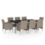 Juego de comedor para jardín 9 piezas y cojines beige y negro de , Conjuntos de jardín - Ref: Foro24-3099328, Precio: 765,14 ...