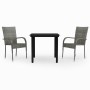 Juego de comedor para jardín 3 piezas gris y negro de , Conjuntos de jardín - Ref: Foro24-3099389, Precio: 195,04 €, Descuent...