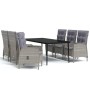 Juego de comedor de jardín 7 piezas con cojines gris y negro de , Conjuntos de jardín - Ref: Foro24-3099375, Precio: 944,01 €...