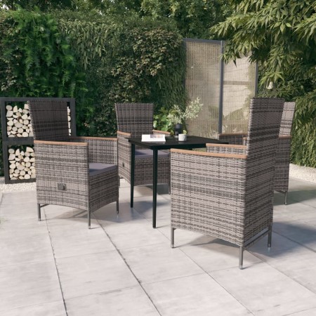 Juego de comedor de jardín 5 piezas con cojines gris de , Conjuntos de jardín - Ref: Foro24-3099450, Precio: 666,42 €, Descue...