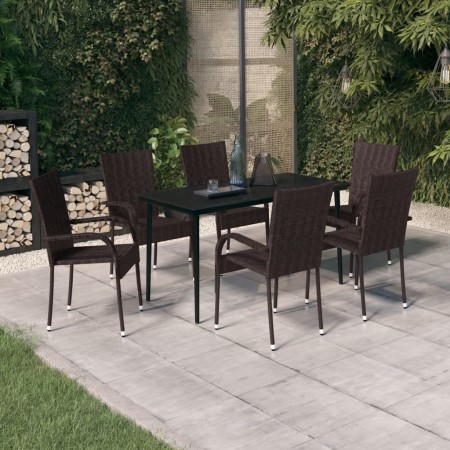 Juego de comedor de jardín 7 piezas marrón y negro de , Conjuntos de jardín - Ref: Foro24-3099404, Precio: 393,96 €, Descuent...
