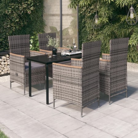 Juego de comedor de jardín 5 piezas con cojines gris de , Conjuntos de jardín - Ref: Foro24-3099433, Precio: 694,41 €, Descue...