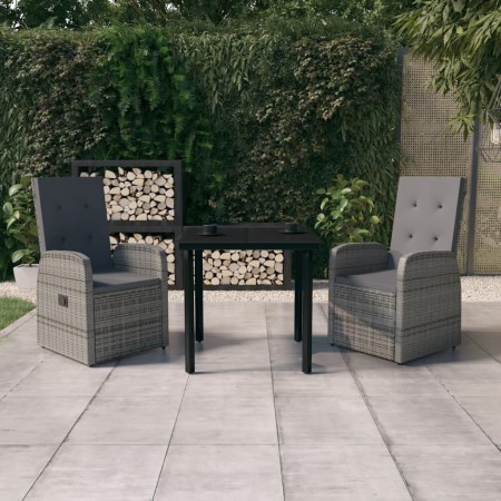 Juego de comedor de jardín 3 piezas con cojines gris de , Conjuntos de jardín - Ref: Foro24-3099473, Precio: 418,72 €, Descue...