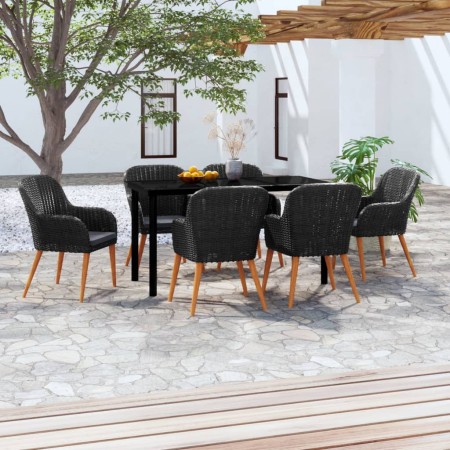 Juego de comedor de jardín 7 piezas con cojines negro de , Conjuntos de jardín - Ref: Foro24-3099508, Precio: 710,86 €, Descu...