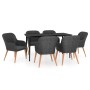 Juego de comedor de jardín 7 piezas con cojines negro de , Conjuntos de jardín - Ref: Foro24-3099520, Precio: 715,64 €, Descu...