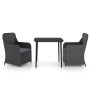 Juego de comedor de jardín 3 piezas con cojines negro de , Conjuntos de jardín - Ref: Foro24-3099541, Precio: 371,88 €, Descu...