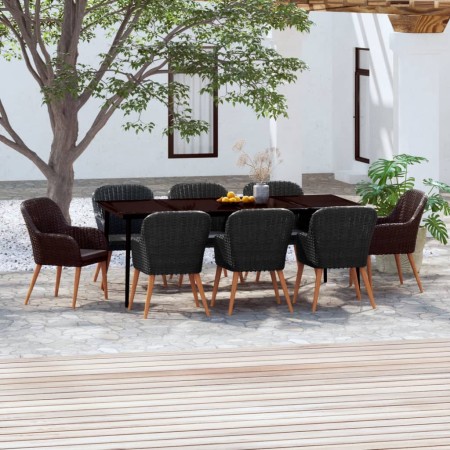 Juego de comedor de jardín 9 piezas con cojines negro de , Conjuntos de jardín - Ref: Foro24-3099522, Precio: 1,00 €, Descuen...