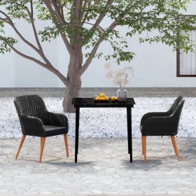 Juego de comedor de jardín 3 piezas con cojines negro de , Conjuntos de jardín - Ref: Foro24-3099517, Precio: 307,22 €, Descu...