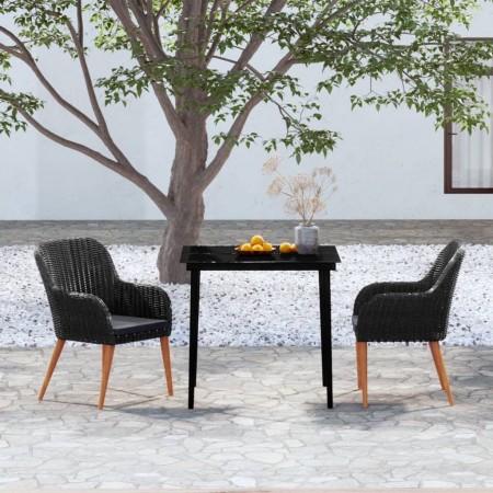 Juego de comedor de jardín 3 piezas con cojines negro de , Conjuntos de jardín - Ref: Foro24-3099517, Precio: 307,22 €, Descu...