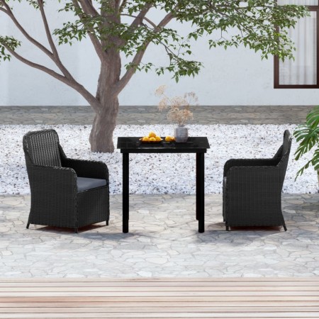 Juego de comedor de jardín 3 piezas con cojines negro de , Conjuntos de jardín - Ref: Foro24-3099529, Precio: 359,31 €, Descu...