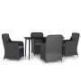 Juego de comedor de jardín 5 piezas con cojines negro de , Conjuntos de jardín - Ref: Foro24-3099543, Precio: 731,11 €, Descu...