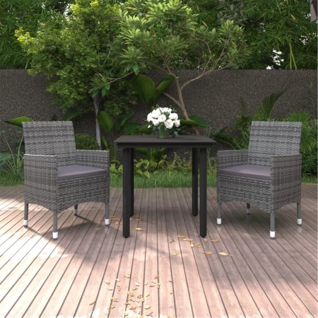 Set comedor de jardín 3 pzas y cojines ratán sintético y vidrio de , Conjuntos de jardín - Ref: Foro24-3099691, Precio: 214,4...