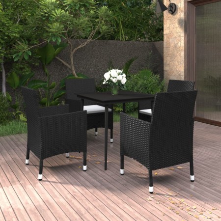 Set comedor de jardín 5 pzas y cojines ratán sintético y vidrio de , Conjuntos de jardín - Ref: Foro24-3099728, Precio: 356,7...