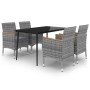 Set comedor de jardín 5 pzas y cojines ratán sintético y vidrio de , Conjuntos de jardín - Ref: Foro24-3099789, Precio: 456,4...