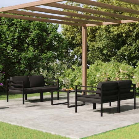 Set muebles de jardín 5 pzas y cojines aluminio gris antracita de , Conjuntos de jardín - Ref: Foro24-3107808, Precio: 715,64...