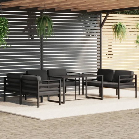 Set muebles de jardín 7 pzas y cojines aluminio gris antracita de , Conjuntos de jardín - Ref: Foro24-3115929, Precio: 1,00 €...