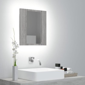 Armario de baño con espejo LED madera gris Sonoma 40x12x45 cm de , Tocadores de baño - Ref: Foro24-822834, Precio: 40,91 €, D...